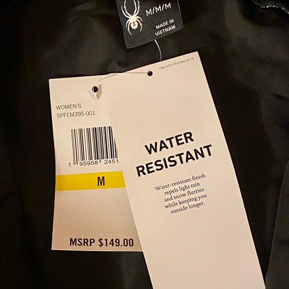 Spyder Black Therma Web Water Resistant Full Zip Jacket Women's NWT - Picture 5 of 9